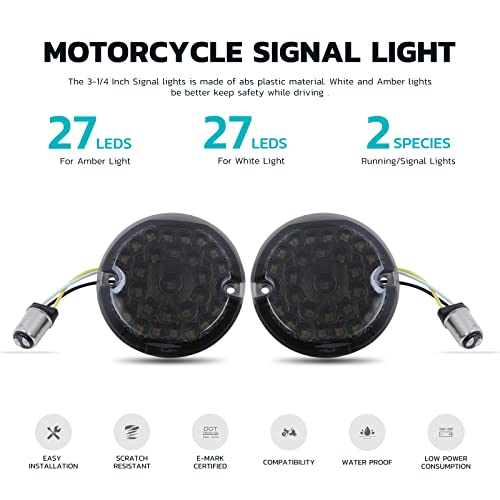 Rich Choices 3-1/4 Inch Led Motorcycle Turn Signal Flat Smoke Lens 1157 Base Amber Lamp Compatible with Harley Road Glide Road King Softail Ultra Classic Ultra Limited Electra Glide - Image 5