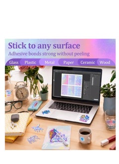 Generic 24 Sheets Holographic Sticker Paper Printable A4 Sticker Self Adhesive Holographic Stickers Paper Waterproof Transparent Film 6 Styles Patterns for Inkjet Laser Printers  - Image 3