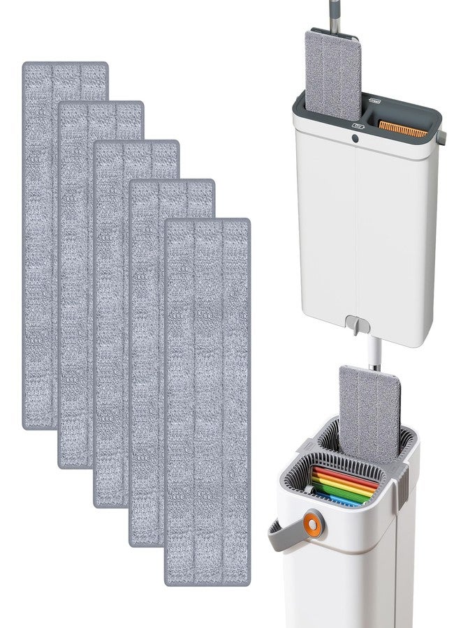 POPMOP 5 Pack Replacement Pads, Compatible with POPMOP Mop and Bucket Set - Microfiber Flat Mop Pads for All 13" X 4.9" Squeeze Flat Floor Mop - Washable Pads Replacement - Image 1