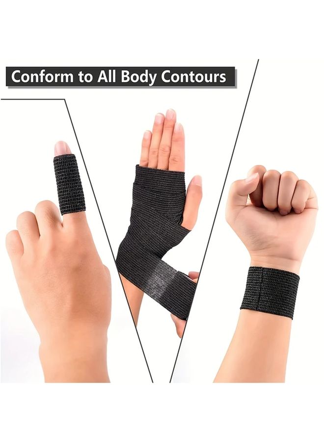 4 Rolls Breathable Self-Adherent Elastic Wrap Bandages 1 x 177 Inches Black - Image 4