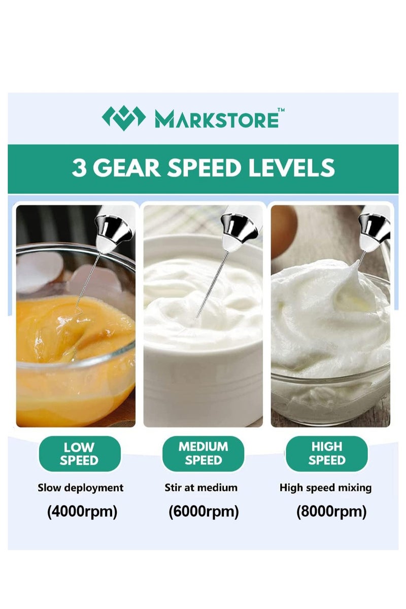 MARK STORE Powerfull Milk Frother & Egg Beater 2 in 1 rechargeable- ultra fast Handheld Drink Mixer - Electric Whisk Foam Maker for Coffee, Lattes, Cappuccino, Frappe, Matcha, Hot Chocolate & Coffee Creamer  - Image 3