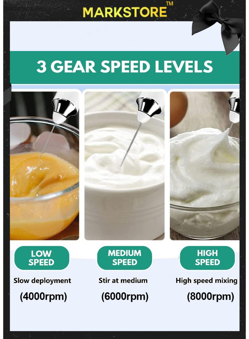 MARK STORE Powerfull Milk Frother & Egg Beater 2 in 1 rechargeable- ultra fast Handheld Drink Mixer - Electric Whisk Foam Maker for Coffee, Lattes, Cappuccino, Frappe, Matcha, Hot Chocolate & Coffee Creamer - Image 3