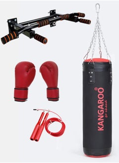 KANGAROO A complete boxing set for training from , a high-quality boxing glove with a punching bag, a wall bar with a punching bag holder, and a professional jump rope. Bundle  - Image 1