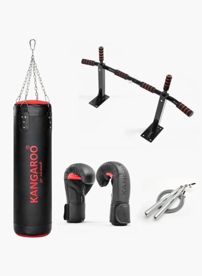 كانجرو مجموعة ملاكمة متكاملة للتدريب من كانجرو قفاز ملاكمة عالي الجودة مع كيس ملاكمة و عقلة جدارية بحامل كيس الملاكمة وحبل نط احترافي - Image 1