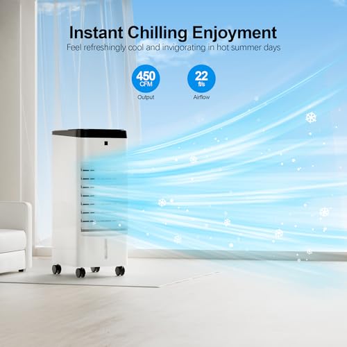 Uthfy Portable Air Conditioners, 3 In 1 Swamp Cooler with 6 Ice Packs, Evaporative Air Cooler with 120°Oscillation, 12H Timer, 3 Speeds, 4 Modes, Remote, Cooling Fan for Bedroom, Living Room, Office - Image 2
