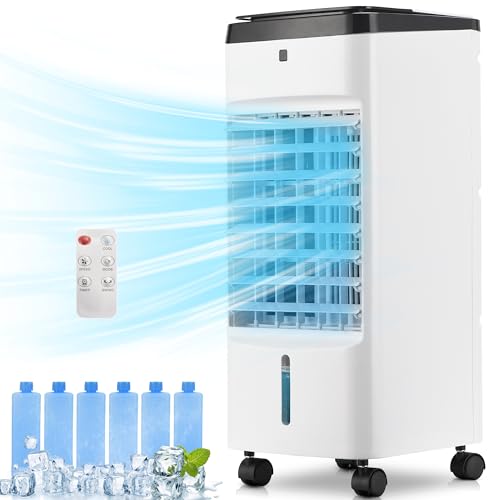 Uthfy Portable Air Conditioners, 3 In 1 Swamp Cooler with 6 Ice Packs, Evaporative Air Cooler with 120°Oscillation, 12H Timer, 3 Speeds, 4 Modes, Remote, Cooling Fan for Bedroom, Living Room, Office - Image 1