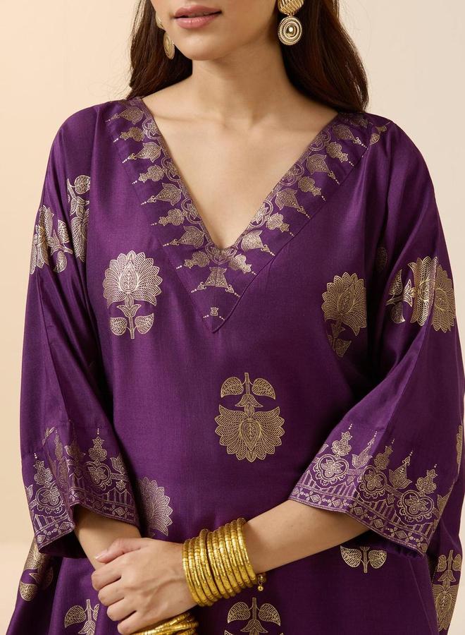 آي شين طقم كورتا بياقة على شكل حرف  مطبوع من إيشين مع بنطلون - Image 4