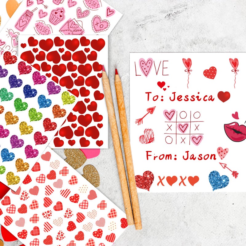 Linaye Valentines Heart Stickers For Kids - 3000Pcs Cute Valentines Day Stickers 72 Sheets Love Stickers For Cards Envelopes Craft Scrapbooking Valentine Day Party Supplies Favors For Girls Boys - Image 4