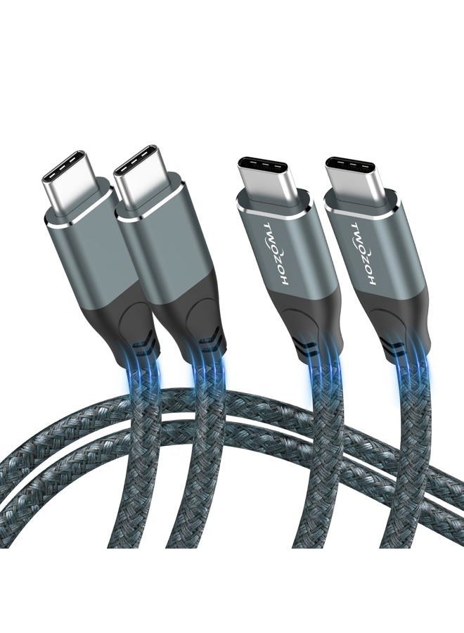 Twozoh USB C to USB C Cable 100W 6.6FT 2 Pack, Nylon Braided 4K Video Monitor Cord，USB 3.2 Gen 2X2 Type C Data Transfer Fast Charging Cable Support 3840x2160 4K@60Hz 20Gbps - Image 1