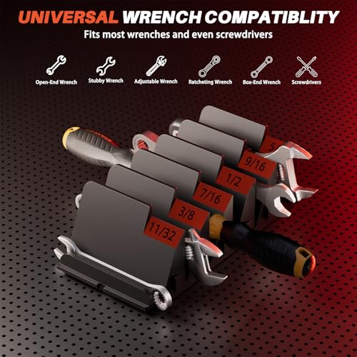Matscover 32 PCS Modular Wrench Organizer Wrench Holder - Wrench Tool Organizers for Tool Drawer Storage, Wrench Storage Set with Metric & SAE Label, Wrench Rack Tool Gift for Mechanics, Father, Men, Black - Image 5
