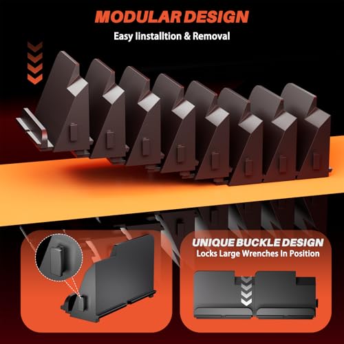 Matscover 32 PCS Modular Wrench Organizer Wrench Holder - Wrench Tool Organizers for Tool Drawer Storage, Wrench Storage Set with Metric & SAE Label, Wrench Rack Tool Gift for Mechanics, Father, Men, Black - Image 4
