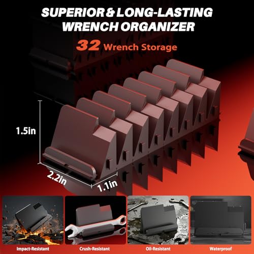 Matscover 32 PCS Modular Wrench Organizer Wrench Holder - Wrench Tool Organizers for Tool Drawer Storage, Wrench Storage Set with Metric & SAE Label, Wrench Rack Tool Gift for Mechanics, Father, Men, Black - Image 3