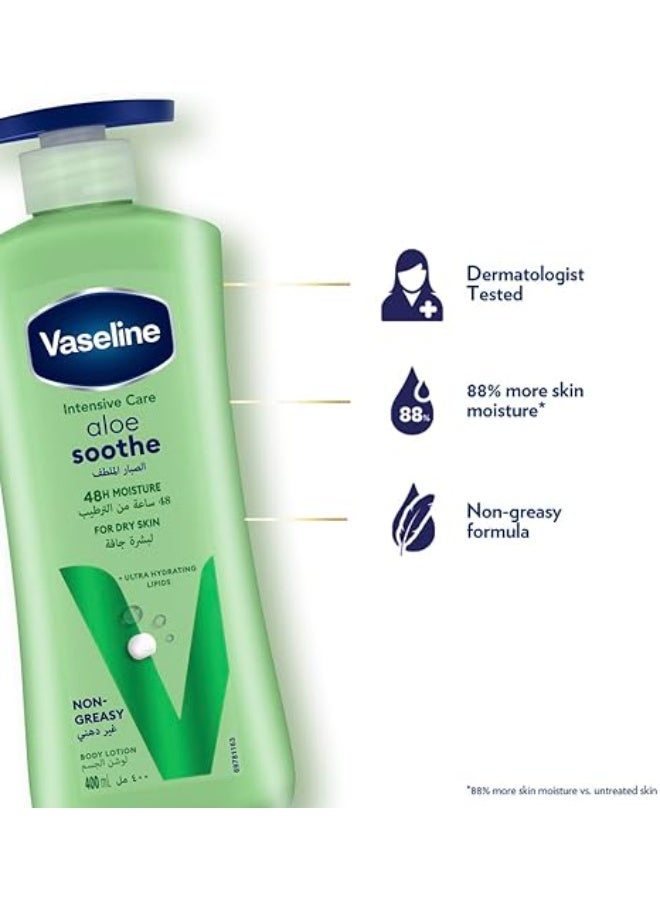Vaseline Intensive Care Body Lotion for Dry Skin, Aloe Soothe, Fast-Absorbing, 48hr Moisturising, 2 x 400ml - Image 5