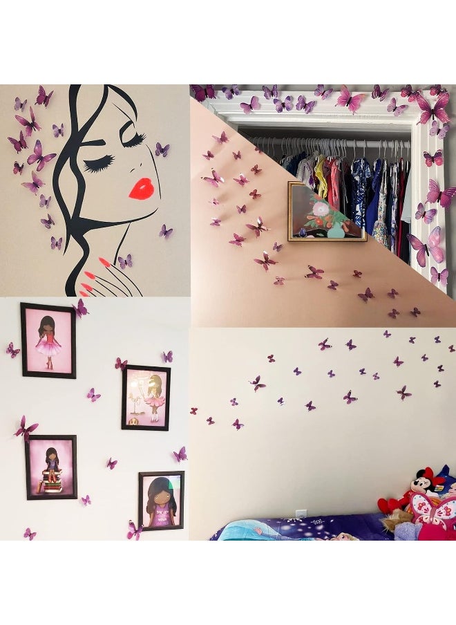 Ewong Ewong Butterfly Wall Decals 48PCS 3D Butterflies Decor Removable Mural Sticker Wall Art Home Decoration Items Kid Girl Bedroom Bathroom Baby Room Nursery Classroom Office Party  - Image 2