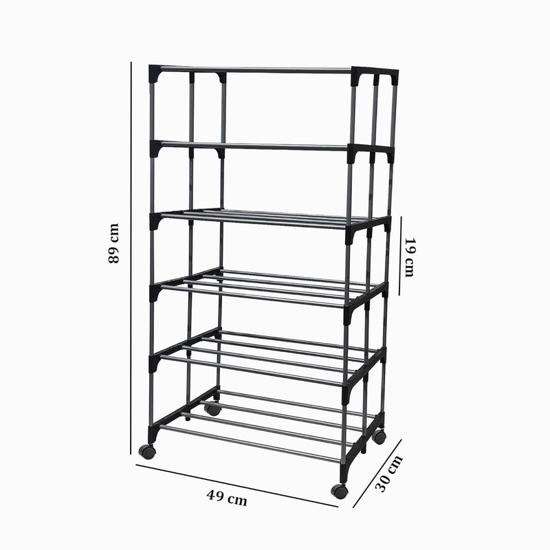 ROBMOB 6 Tier Metal Book Shelf Tall Narrow Storage Rack for Kids and Adults Modern Bookshelf Unit for Nursery School Home and Office Floor Mount Open - Image 3