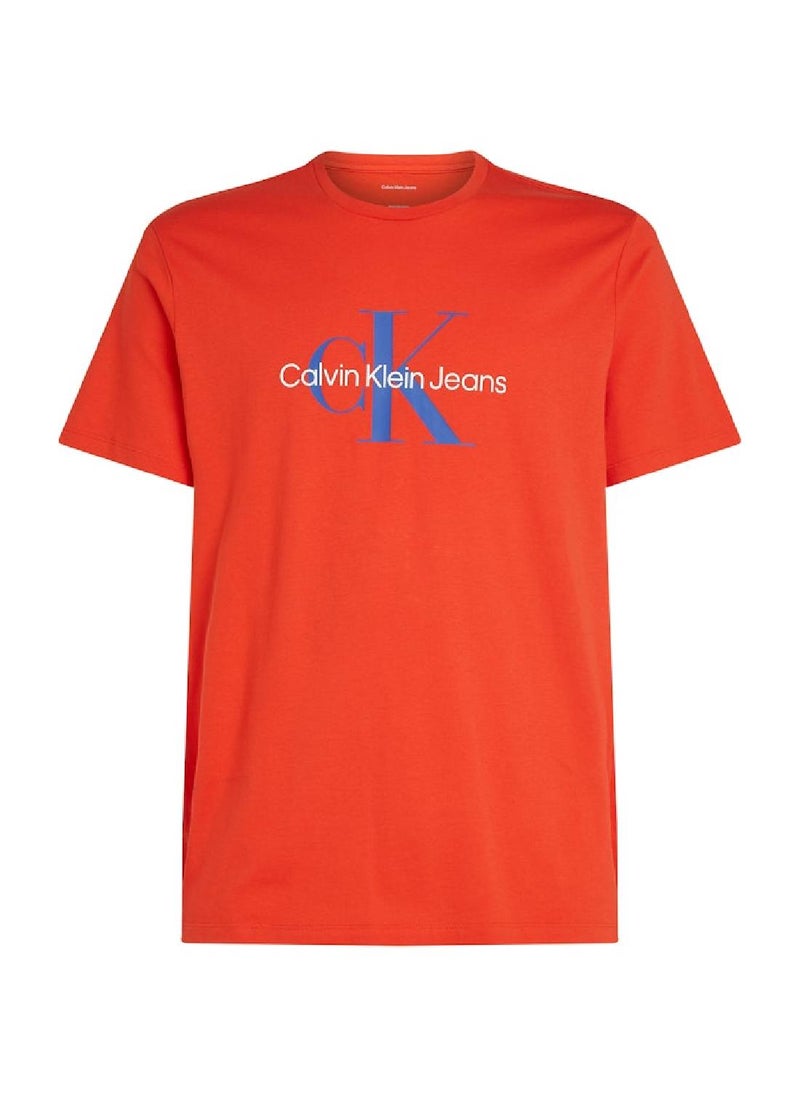 Calvin Klein Jeans Men's  Monogram T-Shirt - Cotton, Red  - Image 3