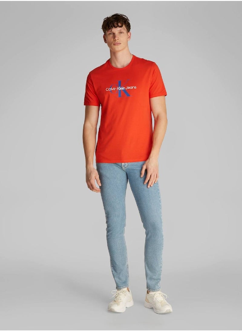 Calvin Klein Jeans Men's  Monogram T-Shirt - Cotton, Red  - Image 4