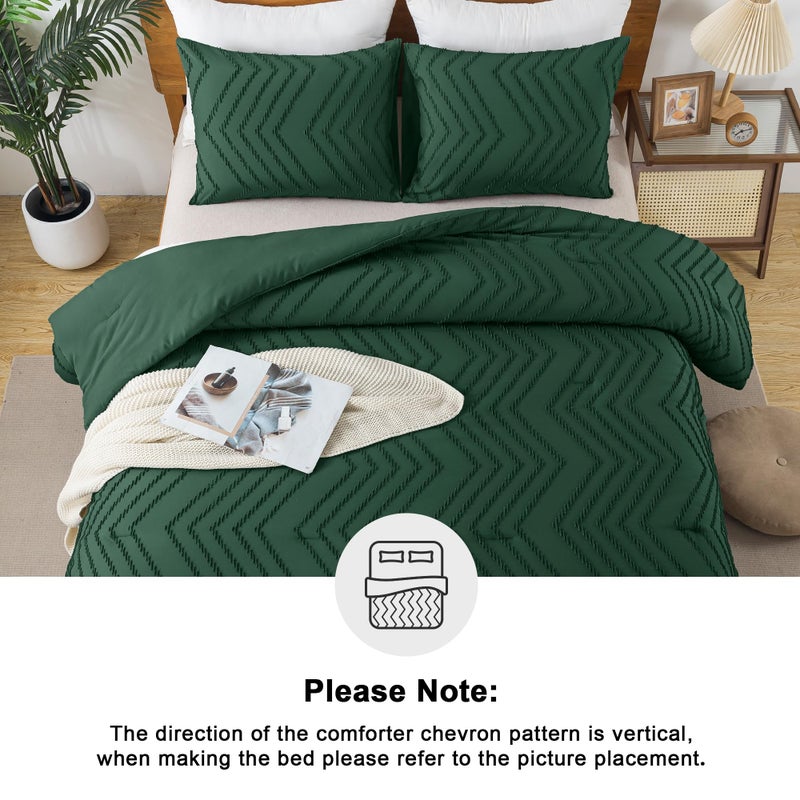 Andency Oversized Super King Comforter Set 120x120 Dark Emerald Green  Extra Large King Size Comforter Oversize Boho Soft Warm Bedding Comforter Sets  3 Pieces Aesthetic Chevron Textured Bedding Set - Image 5