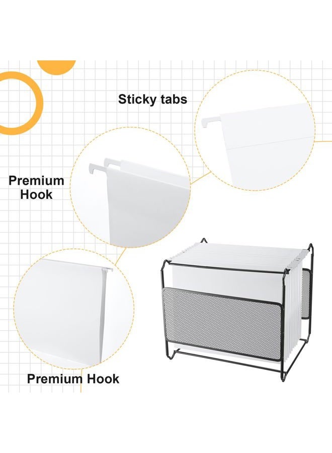 Tellingyou 25 Count White Hanging File Folders with Tabs, Letter Size, Reinforced Hanging Folders Organizer, Standard File Folders for Filing Cabinet Home File, Office, School Desktop File Storage - Image 3