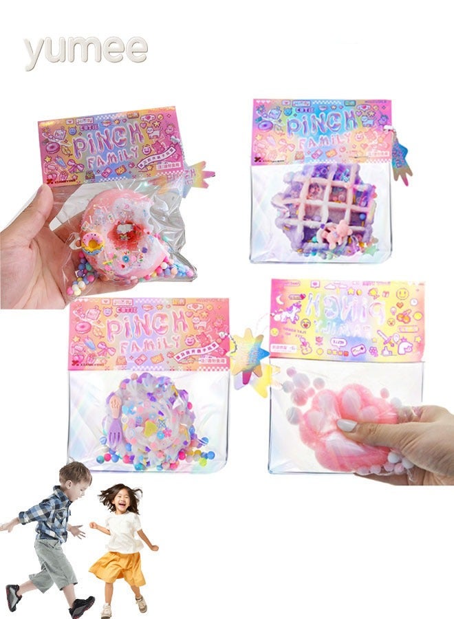 يمي 4 قطع من الألعاب اللينة، ألعاب جديدة لتخفيف الضغط، كرة ضغط على شكل مخلب قطة دونات، ألعاب حسية لطيفة من مادة PVC لتخفيف التوتر، أشياء جديدة على شكل حيوانات، أعياد ميلاد، حفلات تنكرية، تغليف هدايا، زينة - Image 1