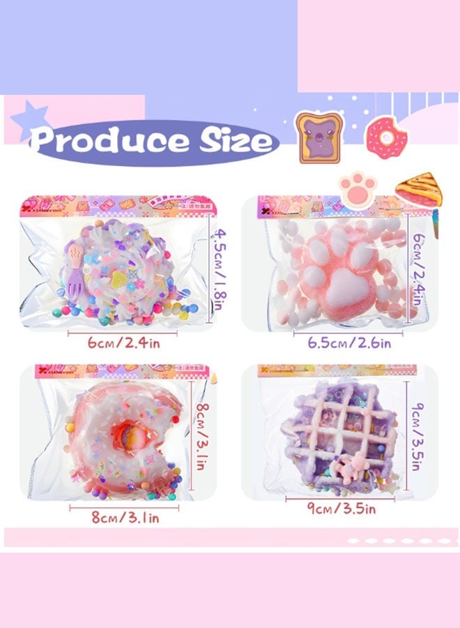 يمي 4 قطع من الألعاب اللينة، ألعاب جديدة لتخفيف الضغط، كرة ضغط على شكل مخلب قطة دونات، ألعاب حسية لطيفة من مادة PVC لتخفيف التوتر، أشياء جديدة على شكل حيوانات، أعياد ميلاد، حفلات تنكرية، تغليف هدايا، زينة - Image 2