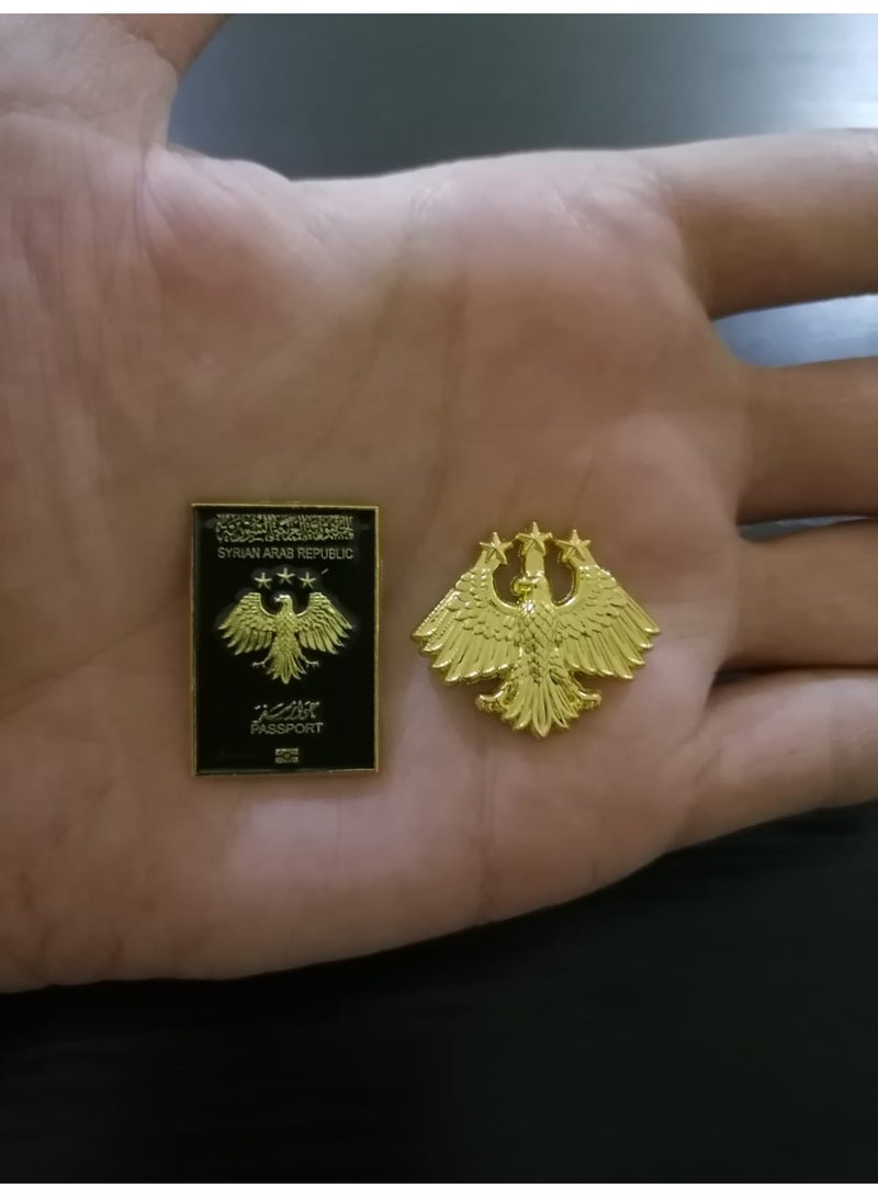 ملصق يجمع بين العقاب الذهبي السوري وجواز السفر، مناسب لجميع أنواع الهواتف المحمولة قطعتين - Image 2
