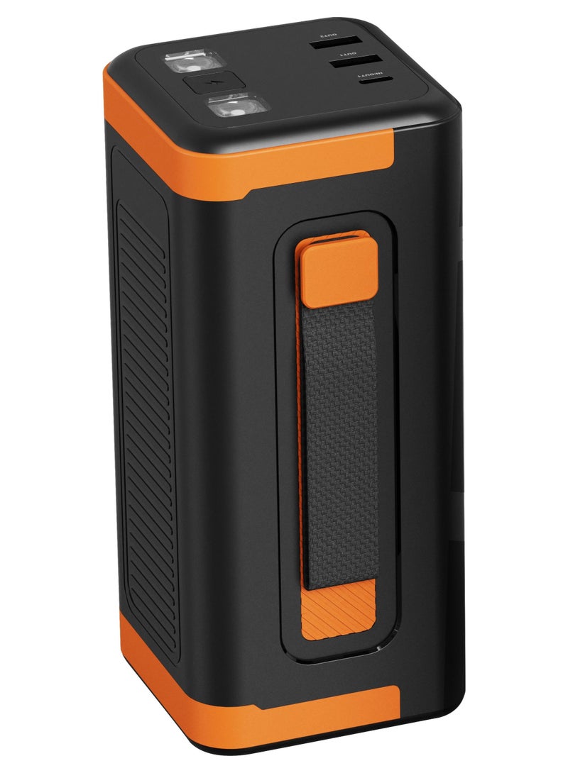 porodo Power Boost 50000 mAh Power Bank with 70cm Retractable Type-C Cable & Flashlight / PD 20W & QC 22.5W Fast Charging / Simultaneous Charging / Info Display / Portable Powerbank with Large Capacity - Black - Image 1