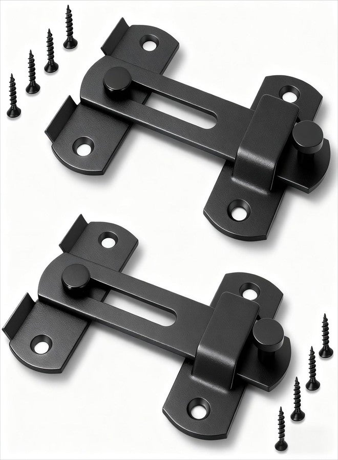 GuoluvSoo 2 Pack GuoluvSoo Black Barn Door Lock, Premium 4-Inch​​ Sliding Barn Door Latch with Easy Installation, Rust & Scratch-Resistant, Door Latches Hardware for Barn, Bathroom, Garage, Cabinet - Image 1