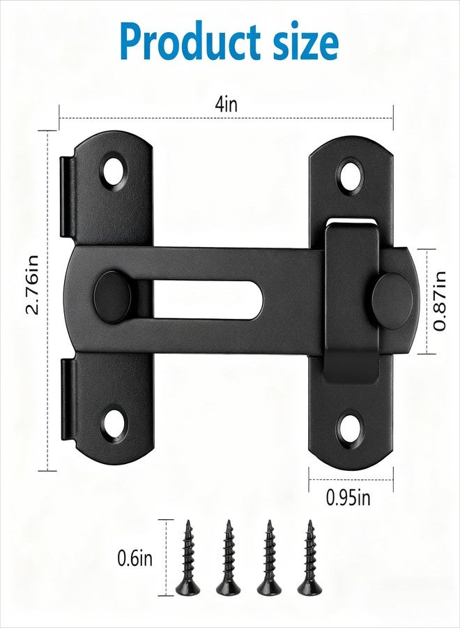 GuoluvSoo 2 Pack GuoluvSoo Black Barn Door Lock, Premium 4-Inch​​ Sliding Barn Door Latch with Easy Installation, Rust & Scratch-Resistant, Door Latches Hardware for Barn, Bathroom, Garage, Cabinet - Image 2
