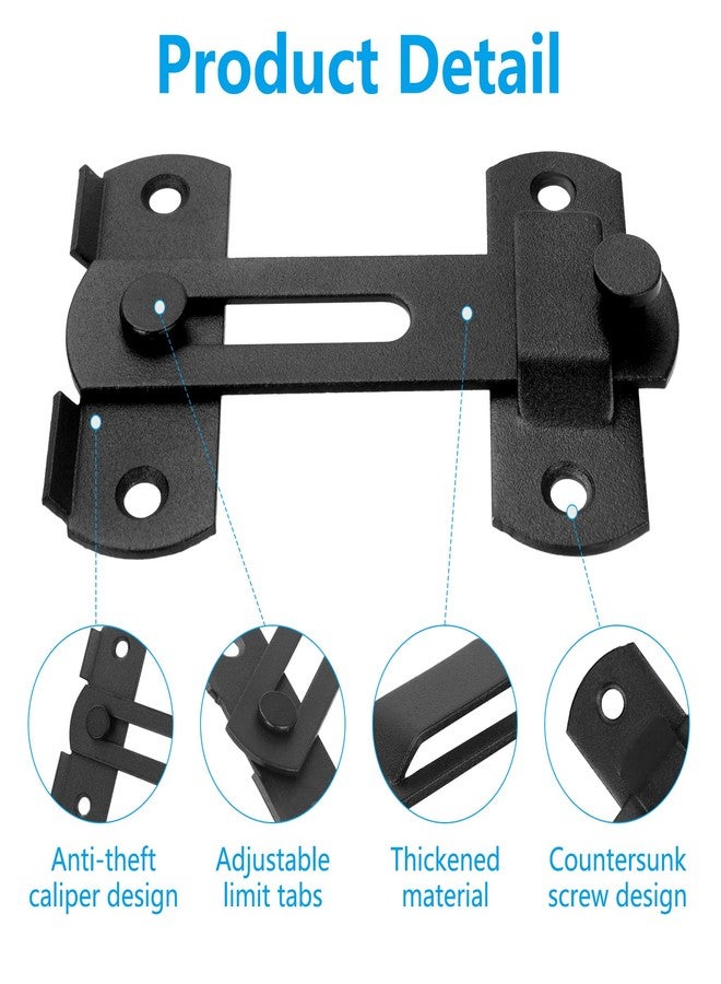 GuoluvSoo 2 Pack GuoluvSoo Black Barn Door Lock, Premium 4-Inch​​ Sliding Barn Door Latch with Easy Installation, Rust & Scratch-Resistant, Door Latches Hardware for Barn, Bathroom, Garage, Cabinet - Image 4