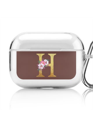 Classic Clear printed Case for Apple Airpods Pro Soft TPU Gel Thin Transparent Flexible Cover - Custom Monogram Initial Letter Floral Pattern Alphabet - H (Brown ) - pzsku/Z16DEBEFCE4A2B22A2197Z/45/_/1697116239/6ae4abe1-5ecb-42eb-aa86-48d054576f35