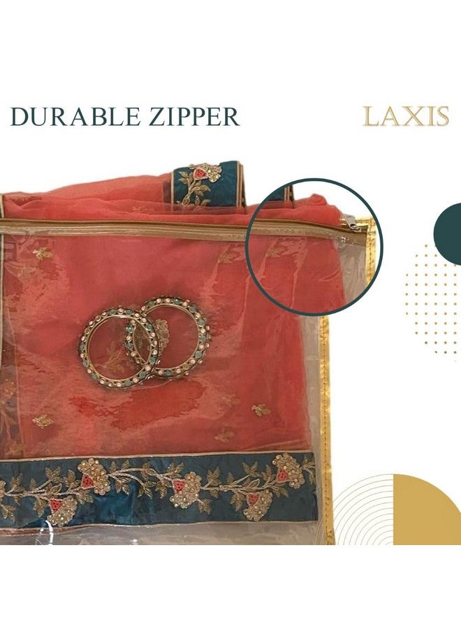LAXIS HOMFIL Brand - Laxis Non-Woven Single Saree Bags Golden Colour, Transparent Saree Covers With Zip, Saree Covers For Storage, Wardrobe Organiser, Size-36x42x2CM (Pack of 30) - Image 5