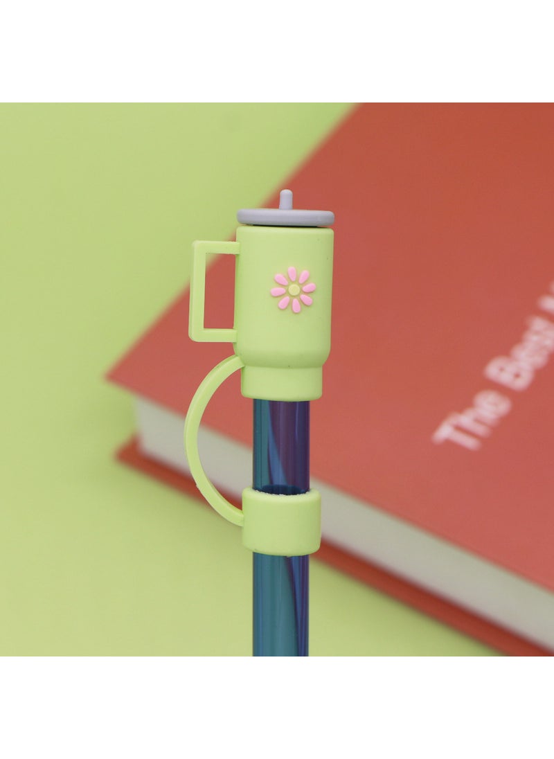 Generic 1 x 5 pcs Silicone Straw Cap Flower Cloud Cartoon for Stanley Cup Dustproof Cover 10mm light green cup