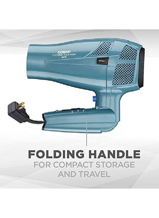 1875 Watt Cord Keeper Travel Hair Dryer With Folding Handle And Retractable Cord Teal Blue - pzsku/Z16DECF24A3C14BD2D3DBZ/45/_/1659519587/43f19125-f3d1-45f4-8c16-cf9af31572cc