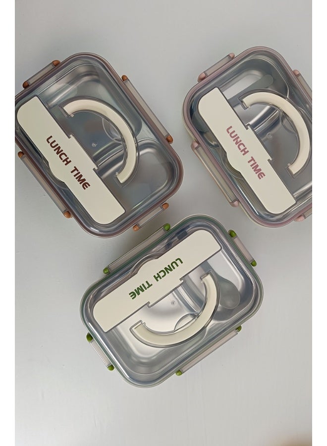 Toshionics 2-Compartment Stainless Steel Lunch Box with Spoon, Removable Tray, Hidden Cutlery Storage, Leakproof BPA-Free Lid – 1.6L, for School, Office, Travel, Gym - Image 5