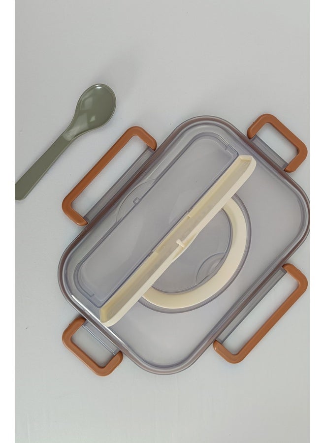 Toshionics 2-Compartment Stainless Steel Lunch Box with Spoon, Removable Tray, Hidden Cutlery Storage, Leakproof BPA-Free Lid – 1.6L, for School, Office, Travel, Gym - Image 3