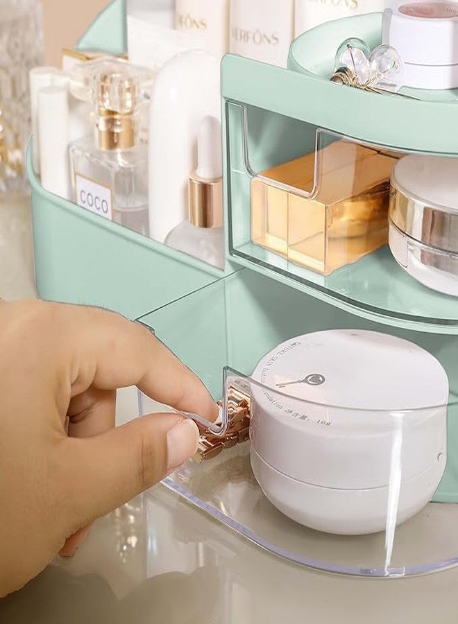 VEDHAK Beauty Makeup Organizer With Drawers Cosmetic, Vanity brush With Holder For Lipstick, Brushes, Eyeshadow, Skincare Tube storage Transparent Drawer Box Suitable For Dressing Table - Multicolor. - Image 4