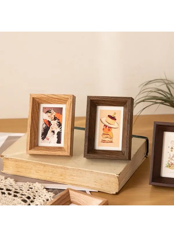6 Pcs Mini Photo Frames Set Wood Vertical Desktop Picture Frame Polished Wood Grain - Image 3