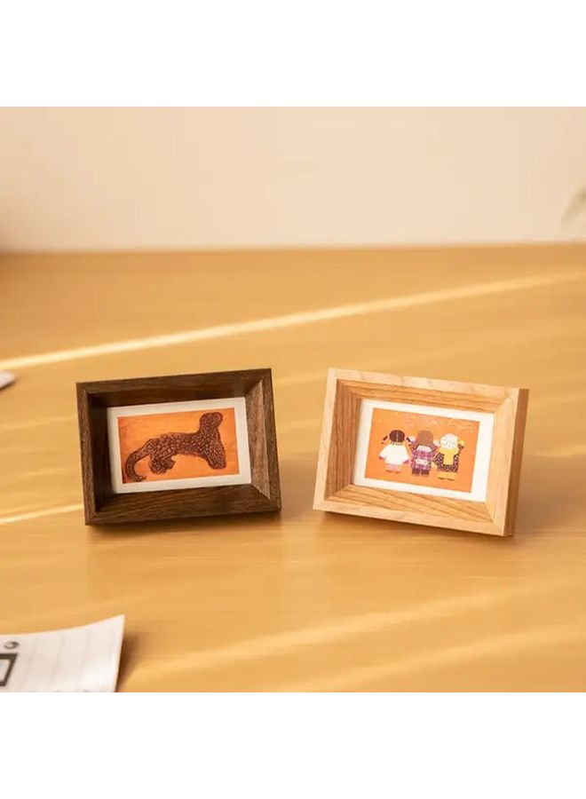 6 Pcs Mini Photo Frames Set Wood Vertical Desktop Picture Frame Polished Wood Grain - Image 4