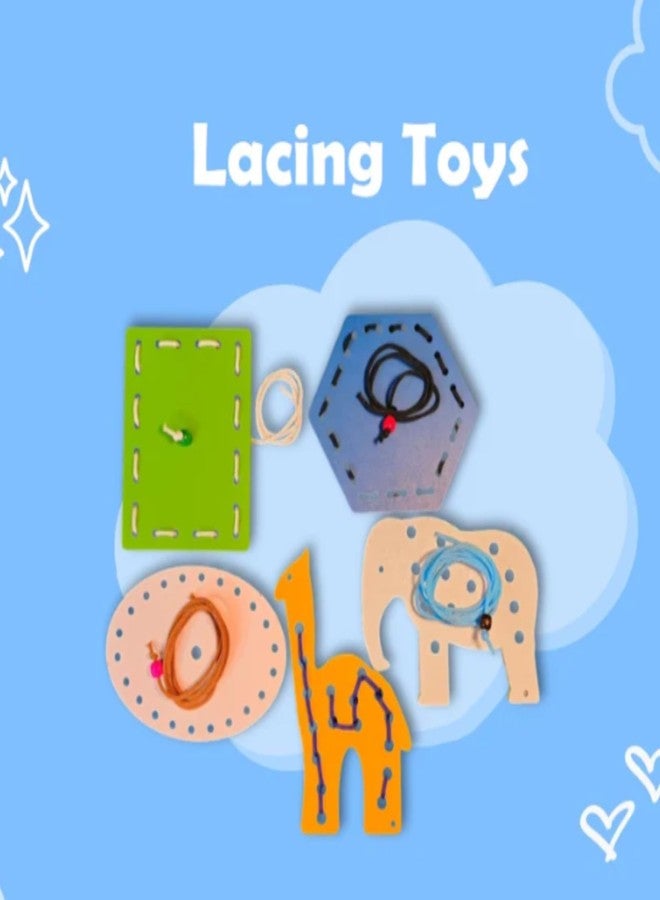 THE FUNNY MIND Wooden Lacing Toys for Kids - Educational Threading Set with Multi-Shaped Animals & Objects | Fine Motor Skill & Hand-Eye Coordination Toy | 5-Piece Set - Image 5