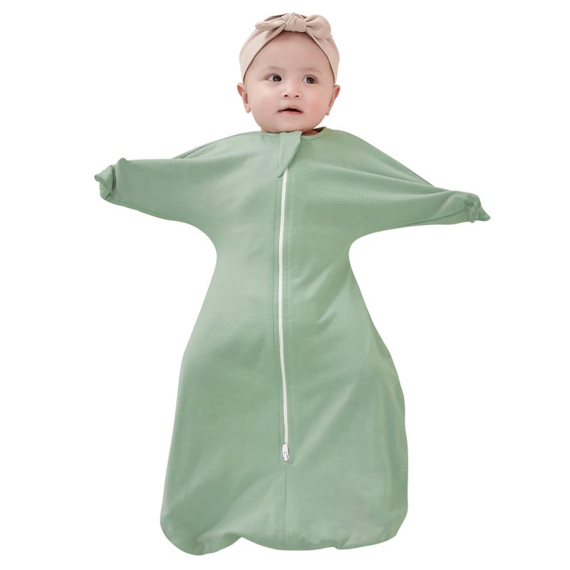 زيغجوي شيفرون الانتقالية 10 توغ كيس نوم للأطفال 6-12 شهر قطن ناعم بطانية قابلة للارتداء مع سحاب ثنائي الاتجاه باللون الأخضر الكلاسيكي