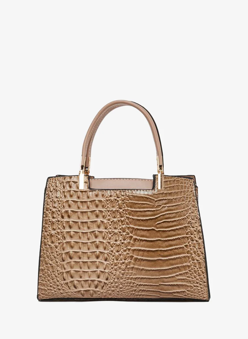 Take Two Take Two Croc Textured Double Top Handle Handbag