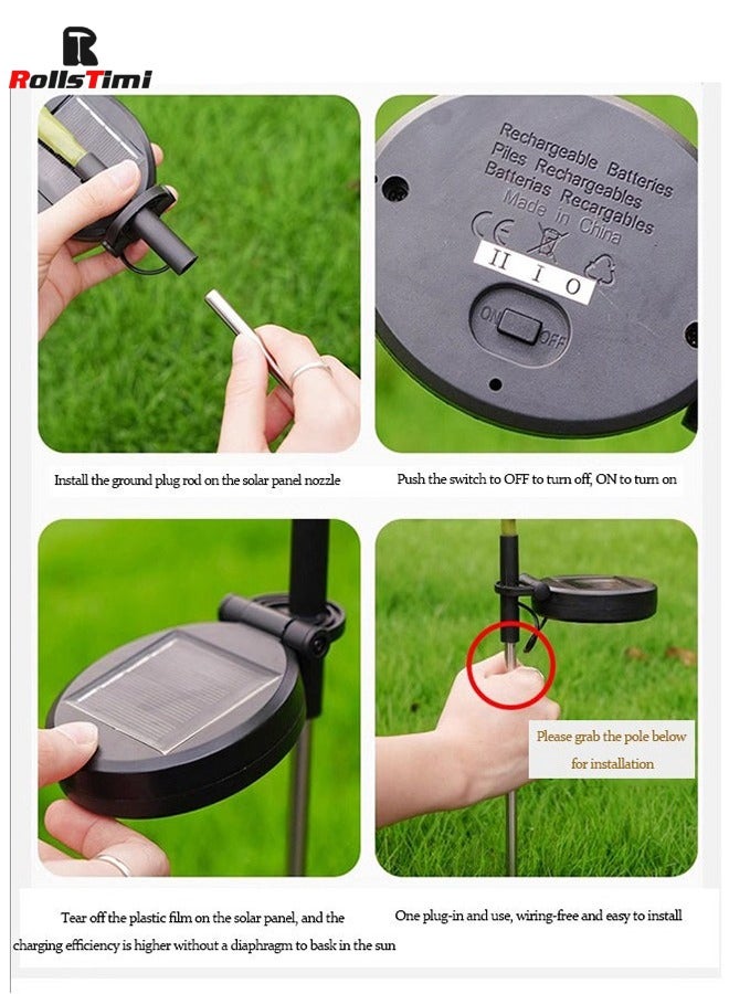 RollsTimi  Solar Garden PP Ball Lights 2 Pack, Solar Powered Outdoor Lighting Multi-Colored Changing Garden Waterproof LED Lights Decor for Yard Patio Porch Balcony Landscape - Image 5