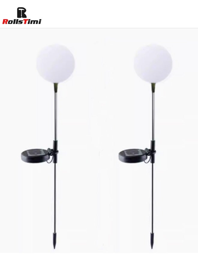 RollsTimi  Solar Garden PP Ball Lights 2 Pack, Solar Powered Outdoor Lighting Multi-Colored Changing Garden Waterproof LED Lights Decor for Yard Patio Porch Balcony Landscape - Image 2