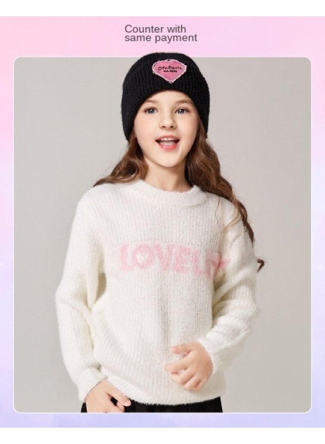 DEESHA Counter Collection Knit Jacquard Sweater】girls' Autumn And Winter Mid-to-large Size Children's Warm Letter-patterned Sweater - Image 1
