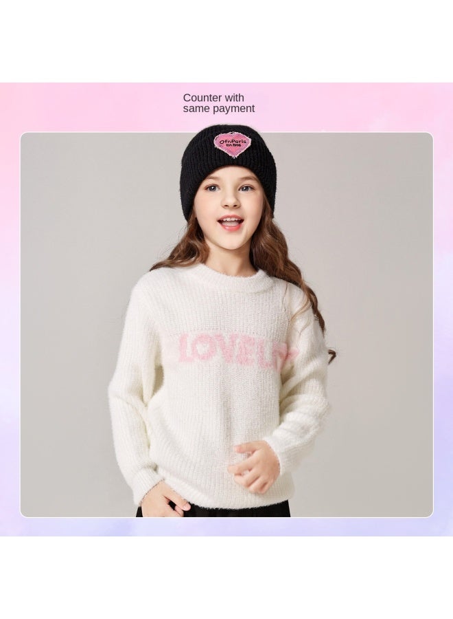 DEESHA Counter Collection Knit Jacquard Sweater】girls' Autumn And Winter Mid-to-large Size Children's Warm Letter-patterned Sweater - Image 2