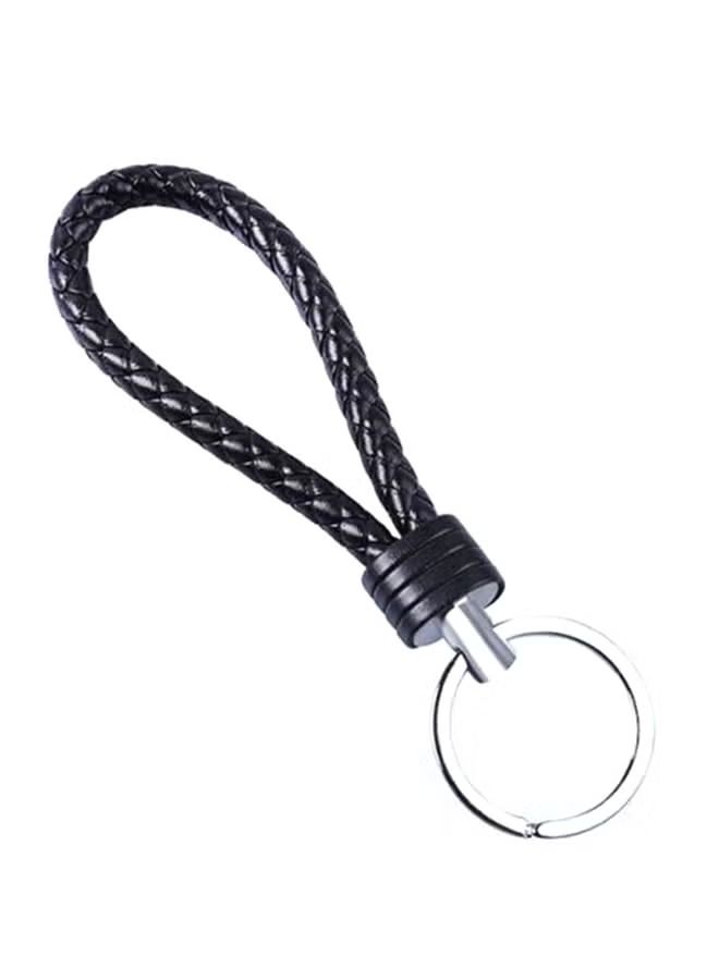 Double Rings Braided Leather Keyrings