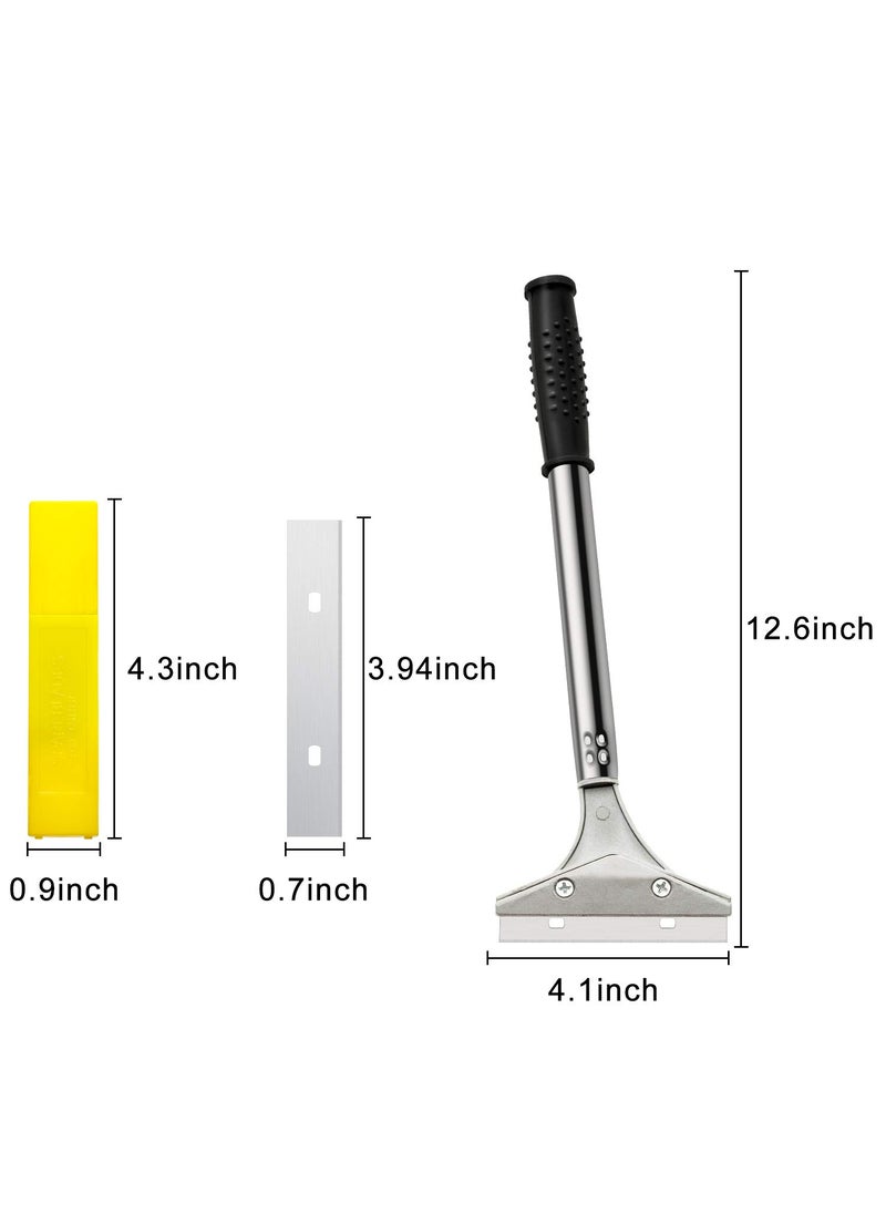 Mudder Mudder 4 Inch Razor Blade Scraper Tool Tile Paint Floor Wall Paper Removal Smoothing Scraper with 10 Pieces Replacement Blade for Removing Wallpaper, Sticker Glue Floor Adhesive 2 Pieces(Black)  - Image 2
