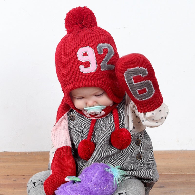 Plush Baby Knit Hat and Scarf Set 5384 yellow  - Image 2