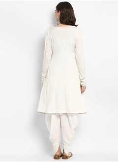 White Banarasi Flared Kurta with Churidar Sleeves - pzsku/Z16DF28A9C68CC3068C50Z/45/_/1740144690/9a30b551-ed18-4c38-b6da-b3021fb3fc53